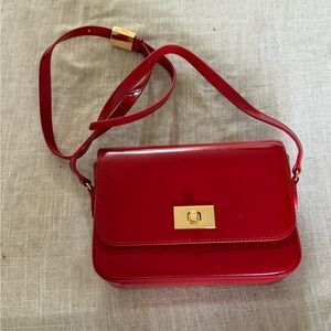 J. Crew Edie Crossbody Red Patent Leather Shoulder Bag